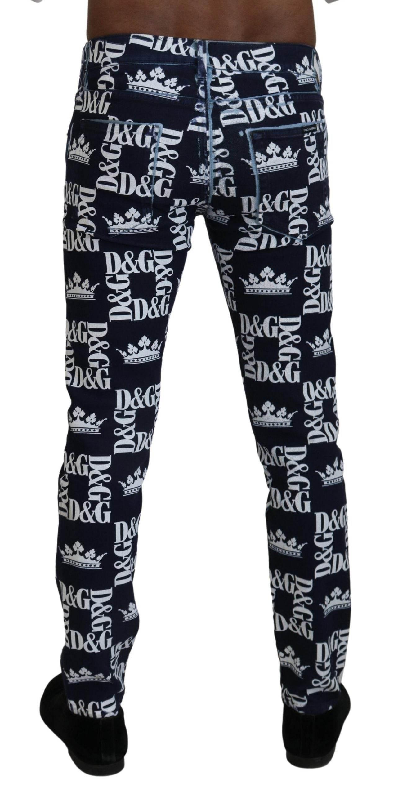 Dolce & Gabbana Blue Cotton DG Crown Skinny Denim Jeans - Hilstor