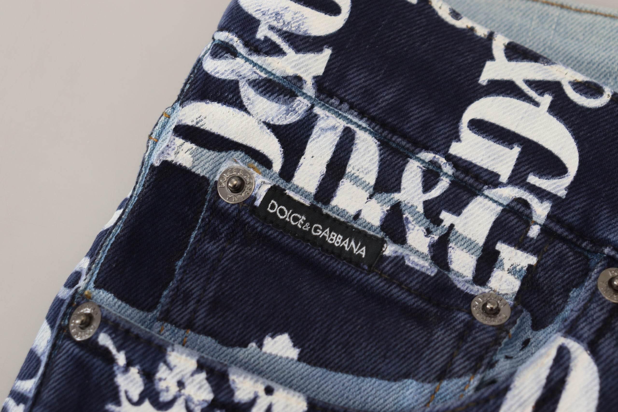 Dolce & Gabbana Blue Cotton DG Crown Skinny Denim Jeans - Hilstor