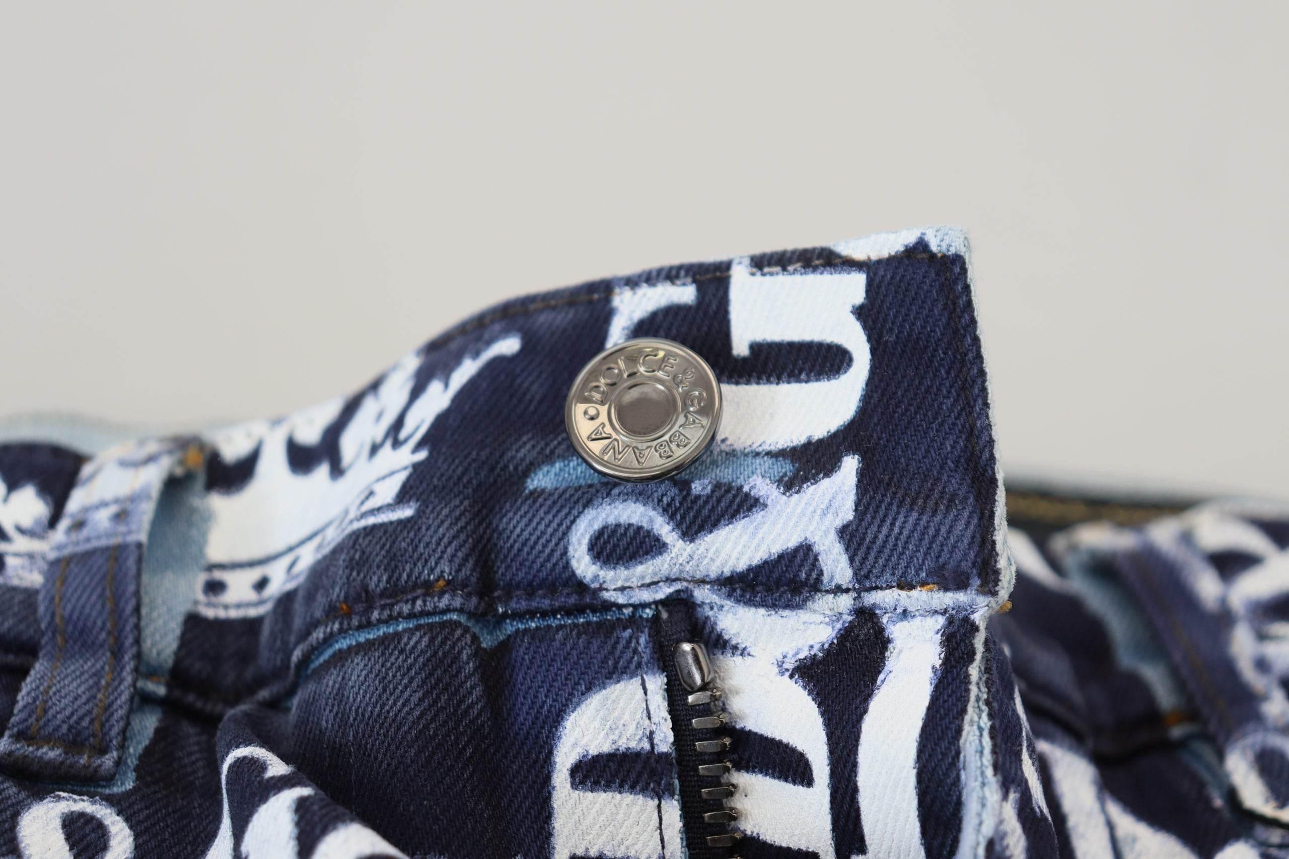 Dolce & Gabbana Blue Cotton DG Crown Skinny Denim Jeans - Hilstor