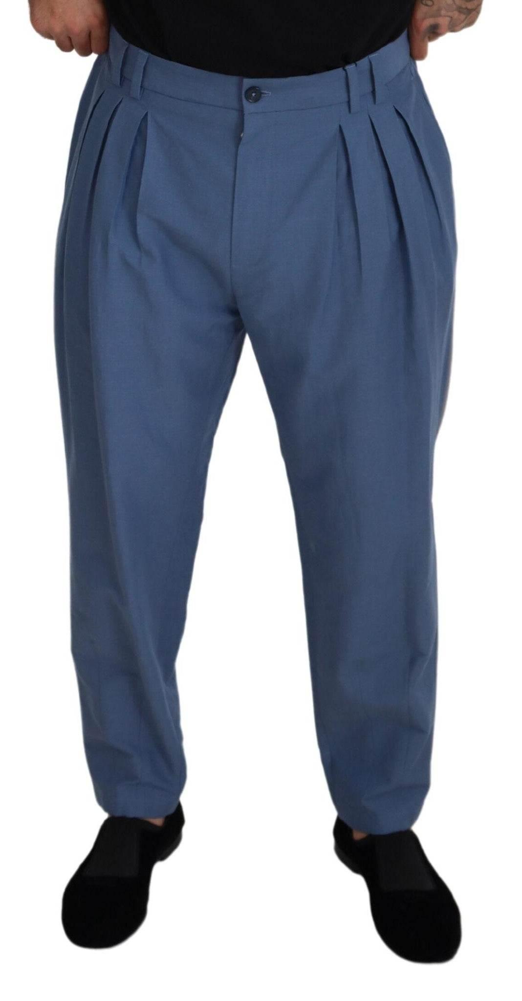 Dolce & Gabbana Blue Linen Chino Formal Pants - Hilstor