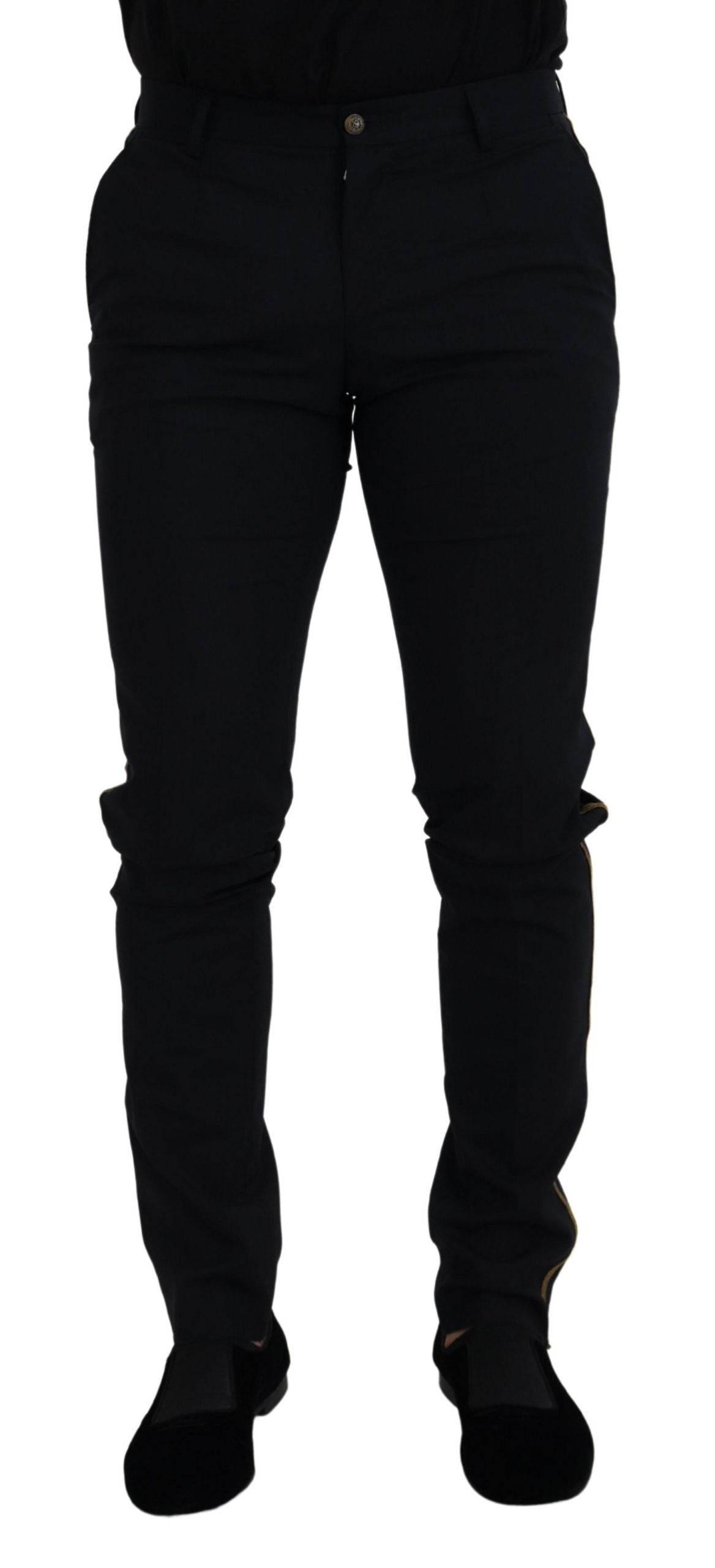 Dolce & Gabbana Black Wool Slim Formal Pants - Hilstor