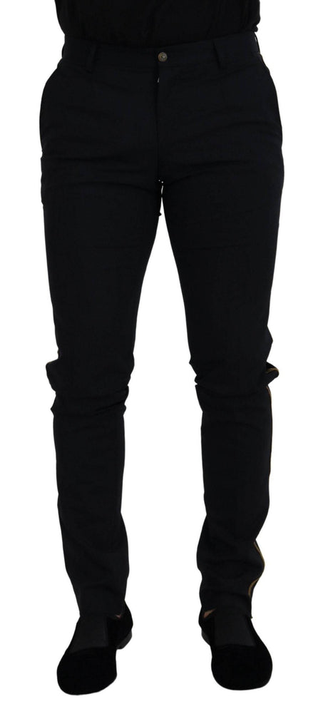 Dolce & Gabbana Black Wool Slim Formal Pants - Hilstor
