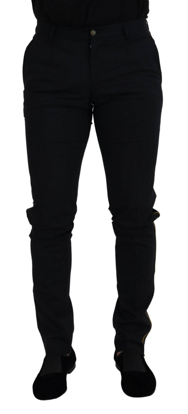 Dolce & Gabbana Black Wool Slim Formal Pants - Hilstor
