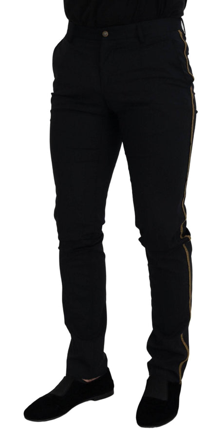 Dolce & Gabbana Black Wool Slim Formal Pants - Hilstor