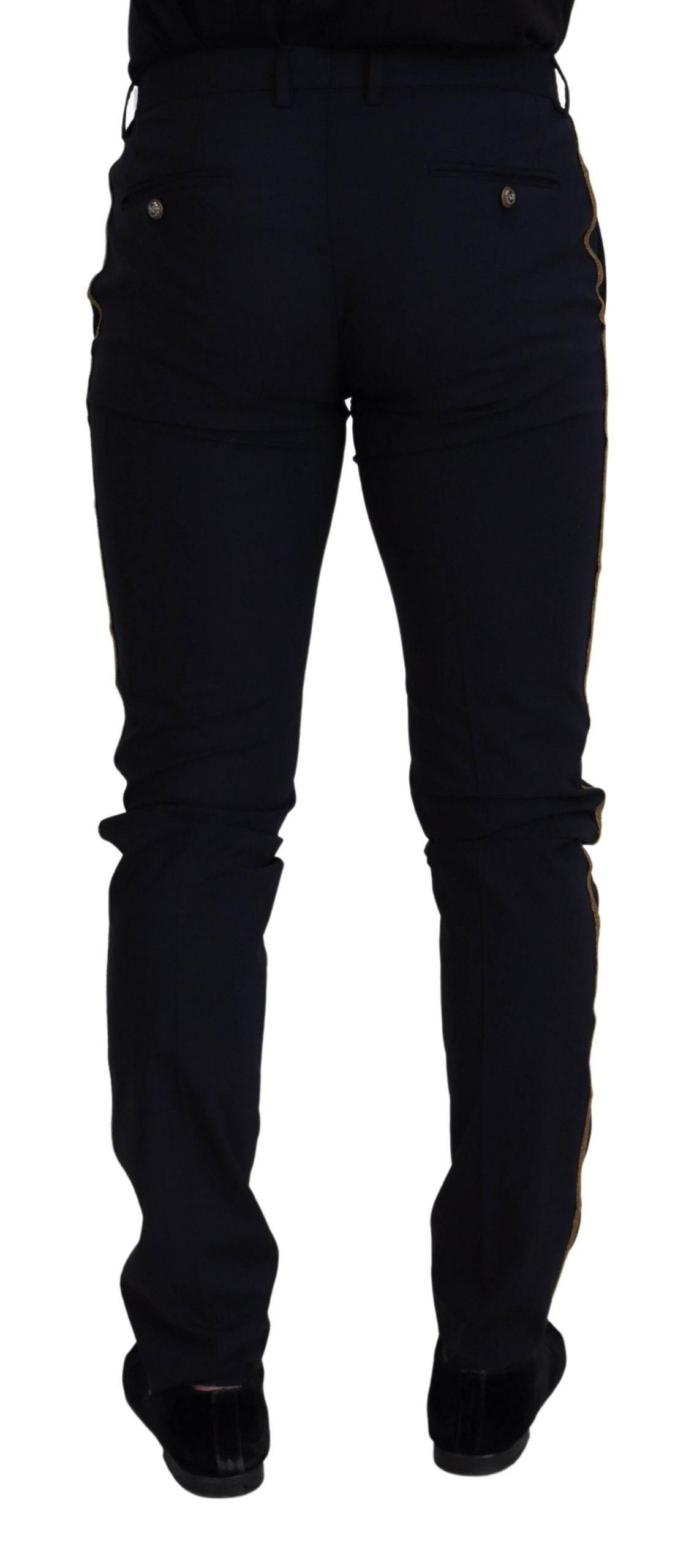 Dolce & Gabbana Black Wool Slim Formal Pants - Hilstor