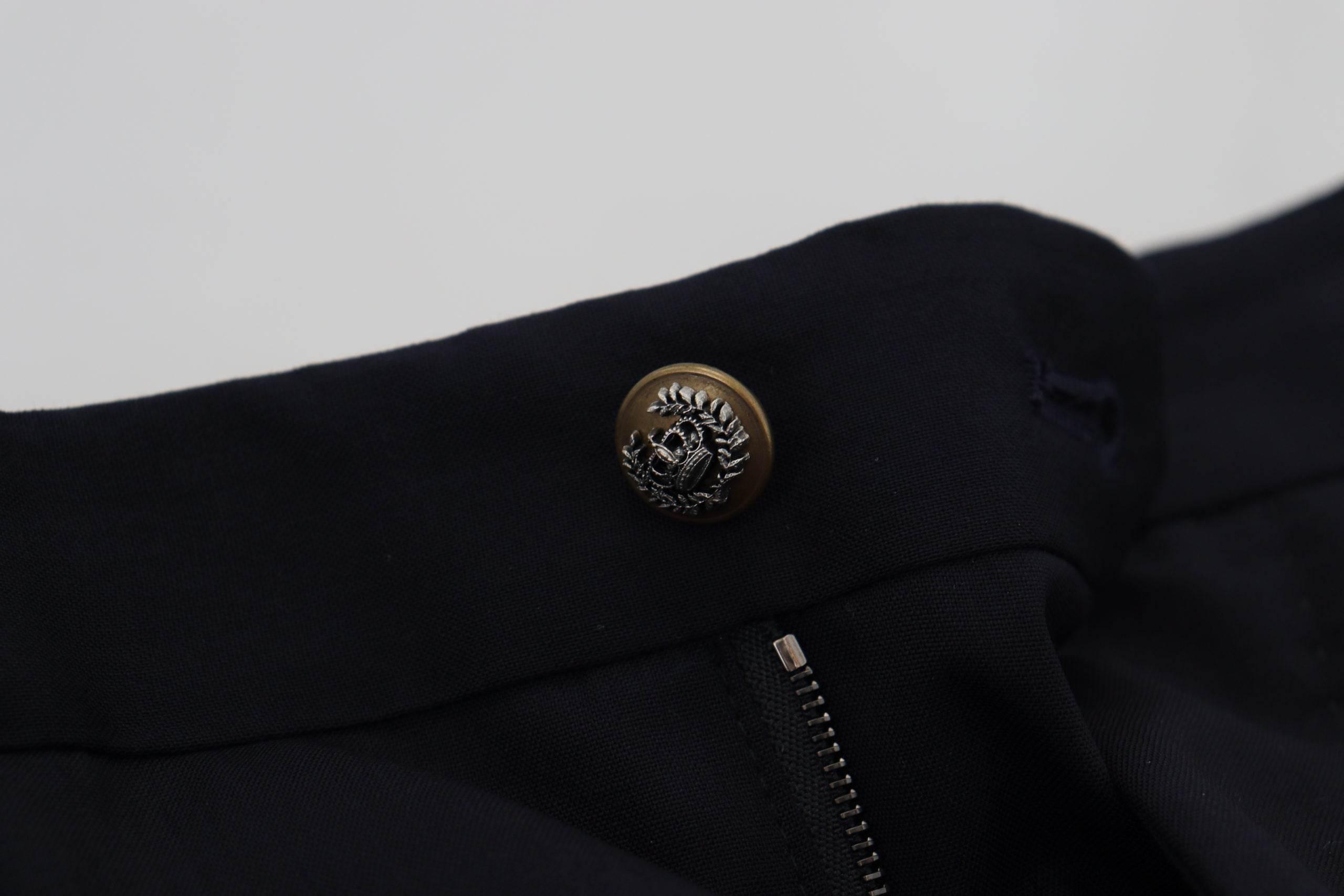 Dolce & Gabbana Black Wool Slim Formal Pants - Hilstor