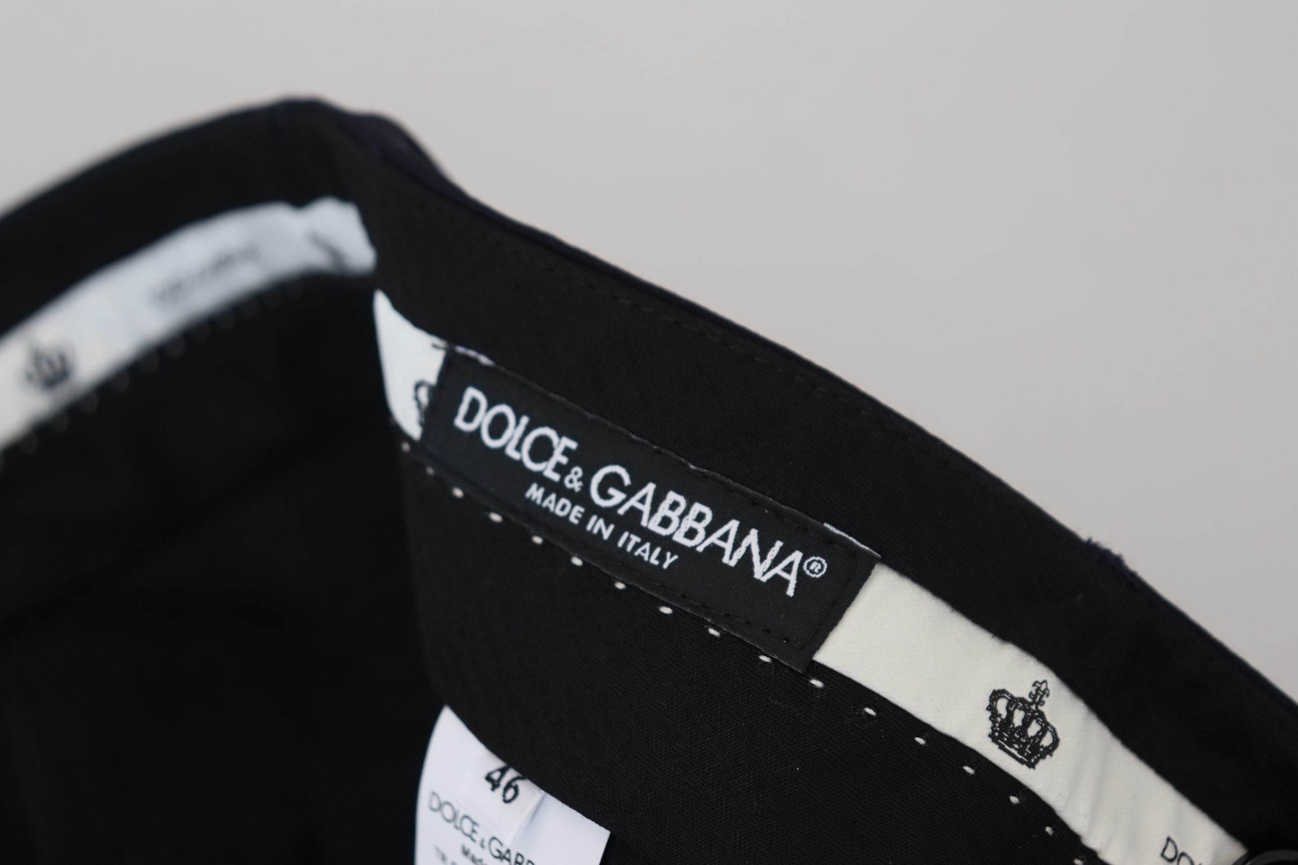 Dolce & Gabbana Black Wool Slim Formal Pants - Hilstor