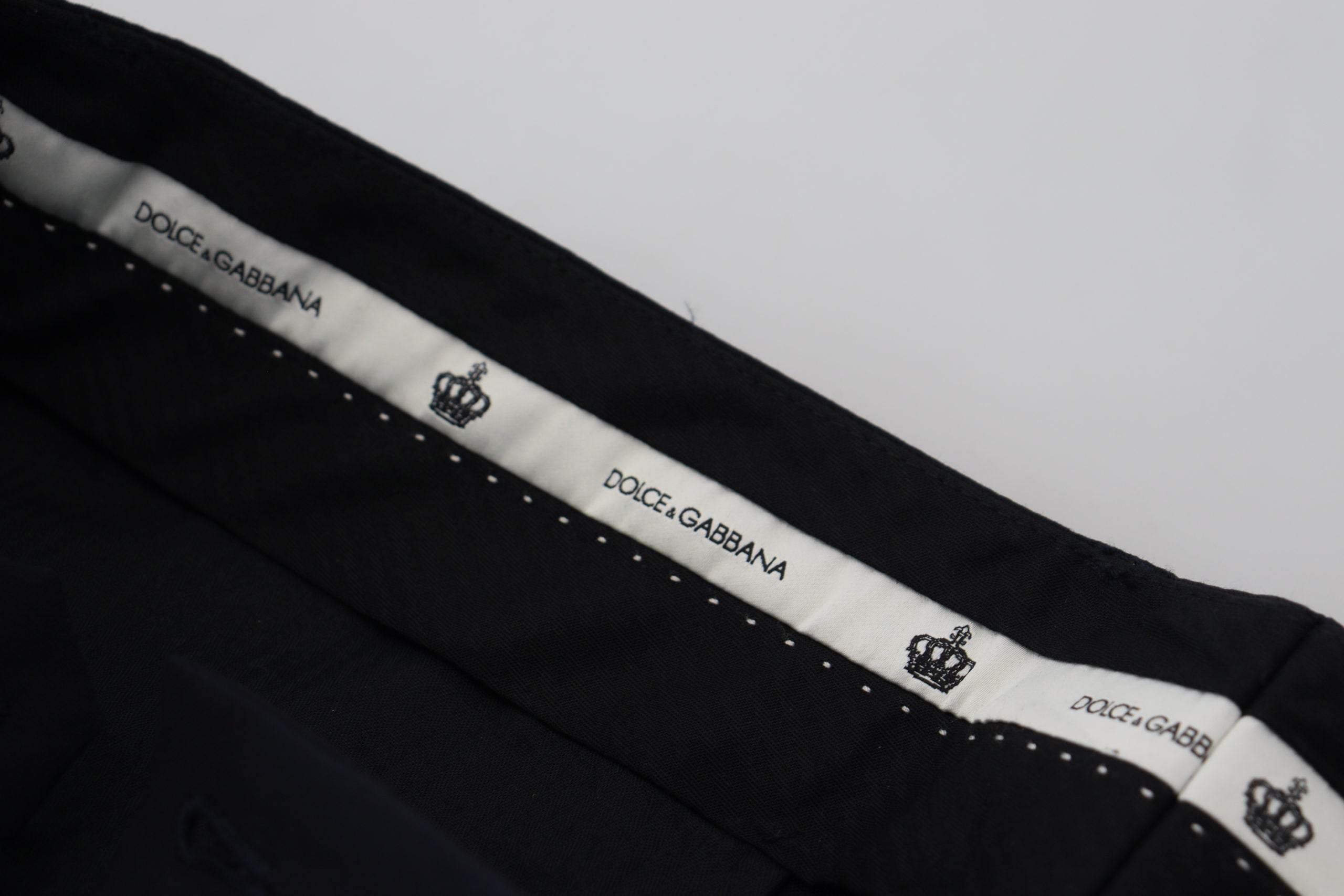 Dolce & Gabbana Black Wool Slim Formal Pants - Hilstor