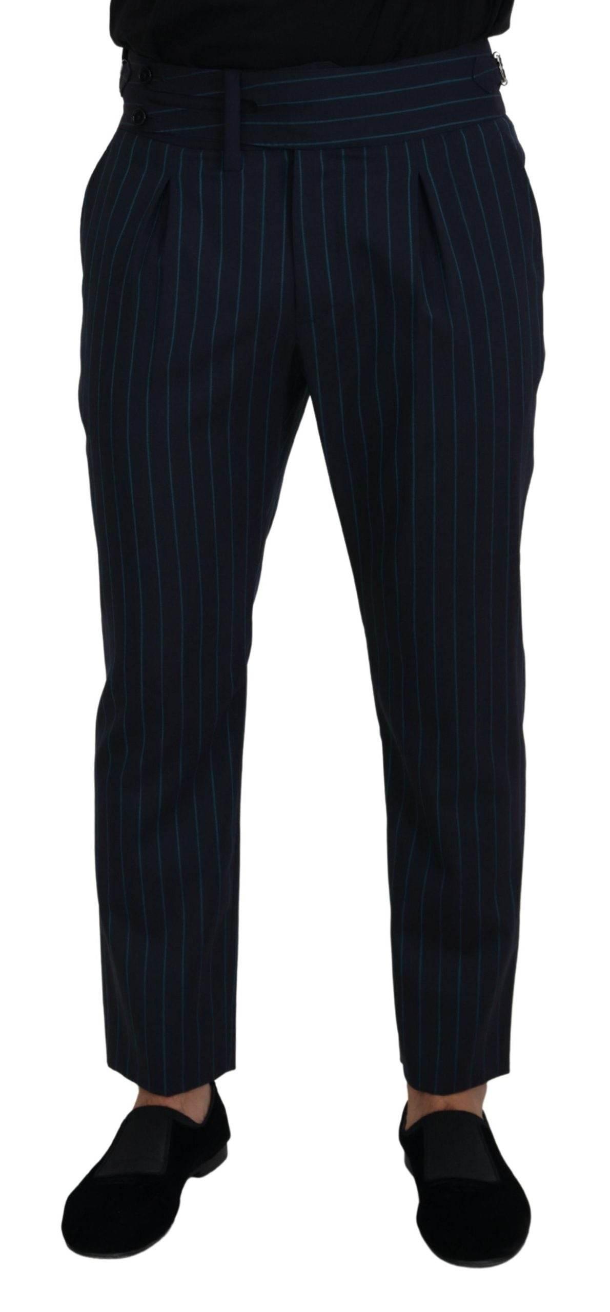 Dolce & Gabbana Blue Striped Men Formal Pants - Hilstor