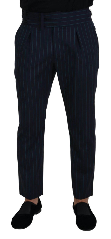 Dolce & Gabbana Blue Striped Men Formal Pants - Hilstor