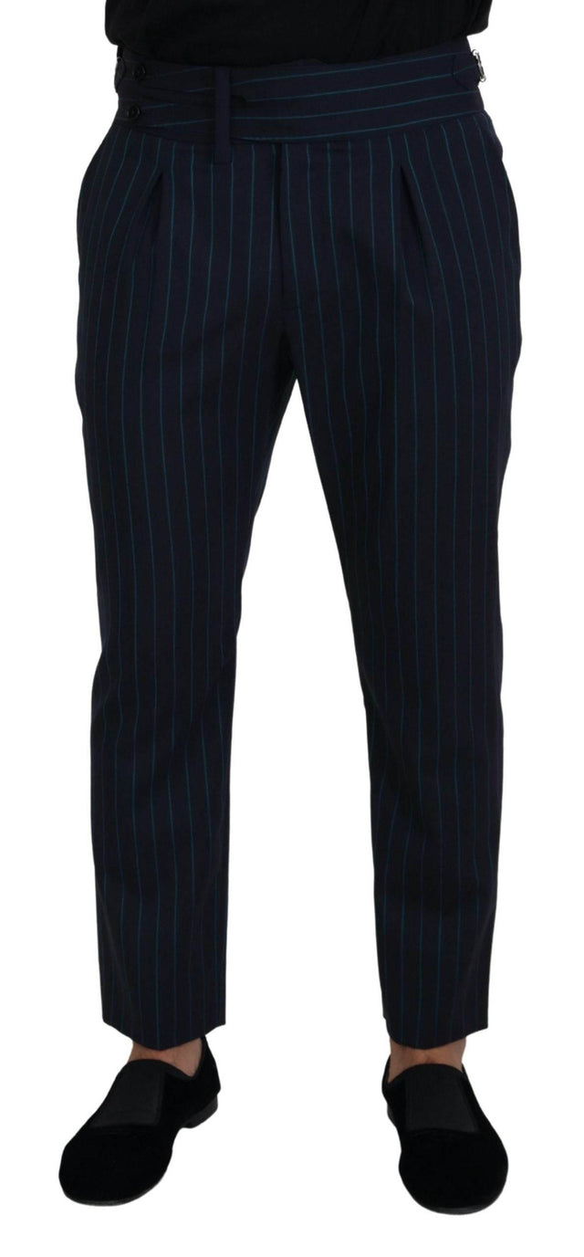 Dolce & Gabbana Blue Striped Men Formal Pants - Hilstor