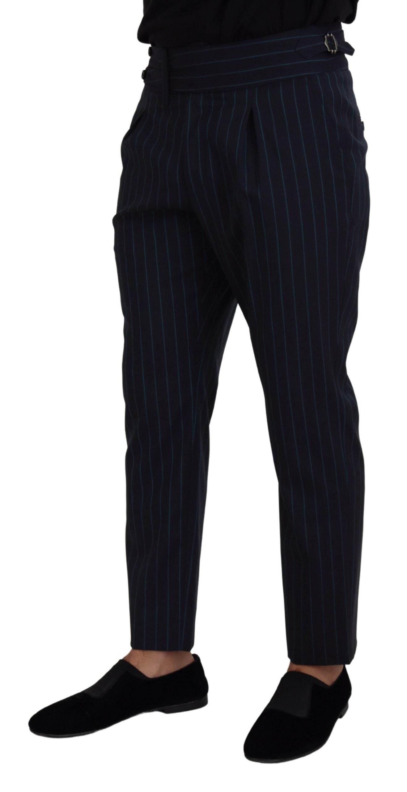 Dolce & Gabbana Blue Striped Men Formal Pants - Hilstor