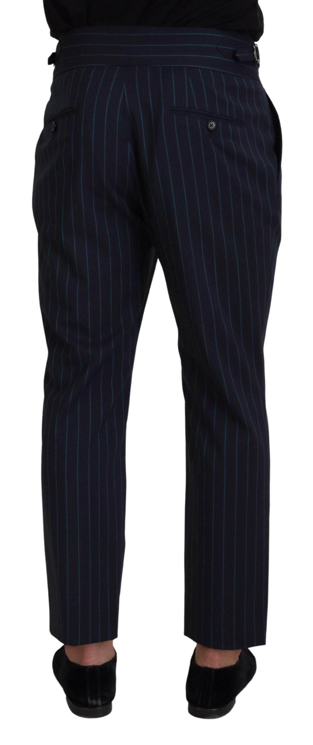 Dolce & Gabbana Blue Striped Men Formal Pants - Hilstor