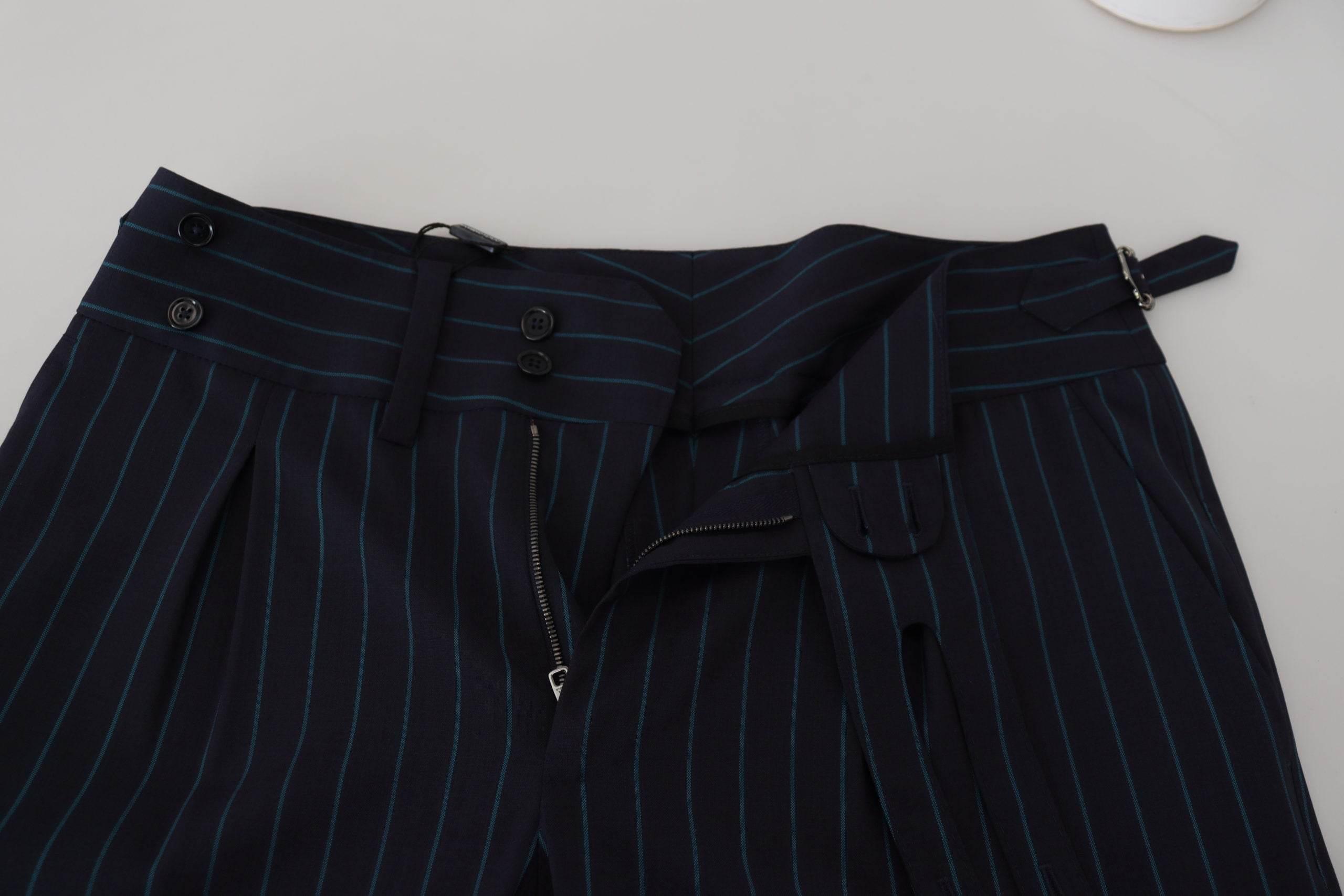 Dolce & Gabbana Blue Striped Men Formal Pants - Hilstor