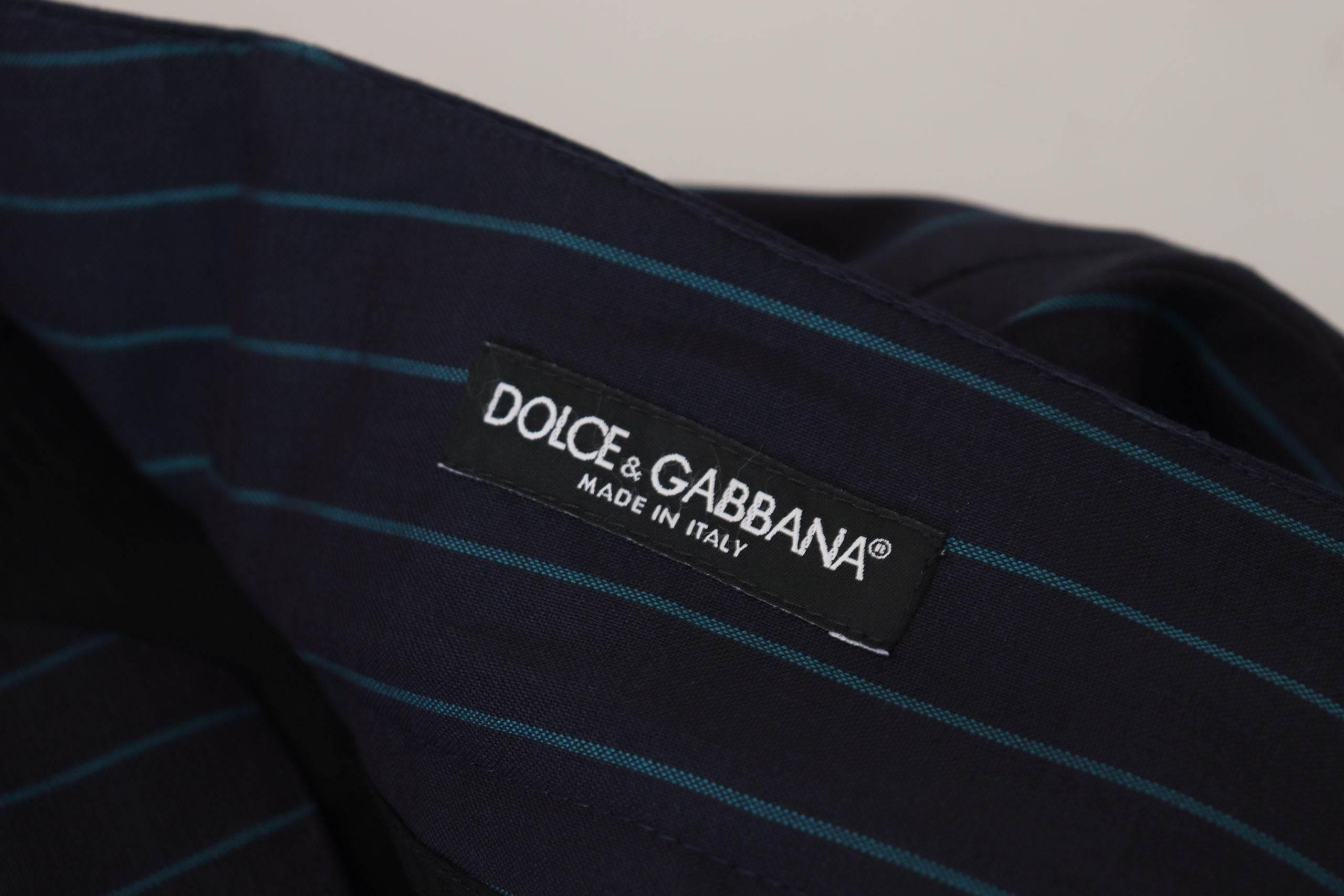 Dolce & Gabbana Blue Striped Men Formal Pants - Hilstor