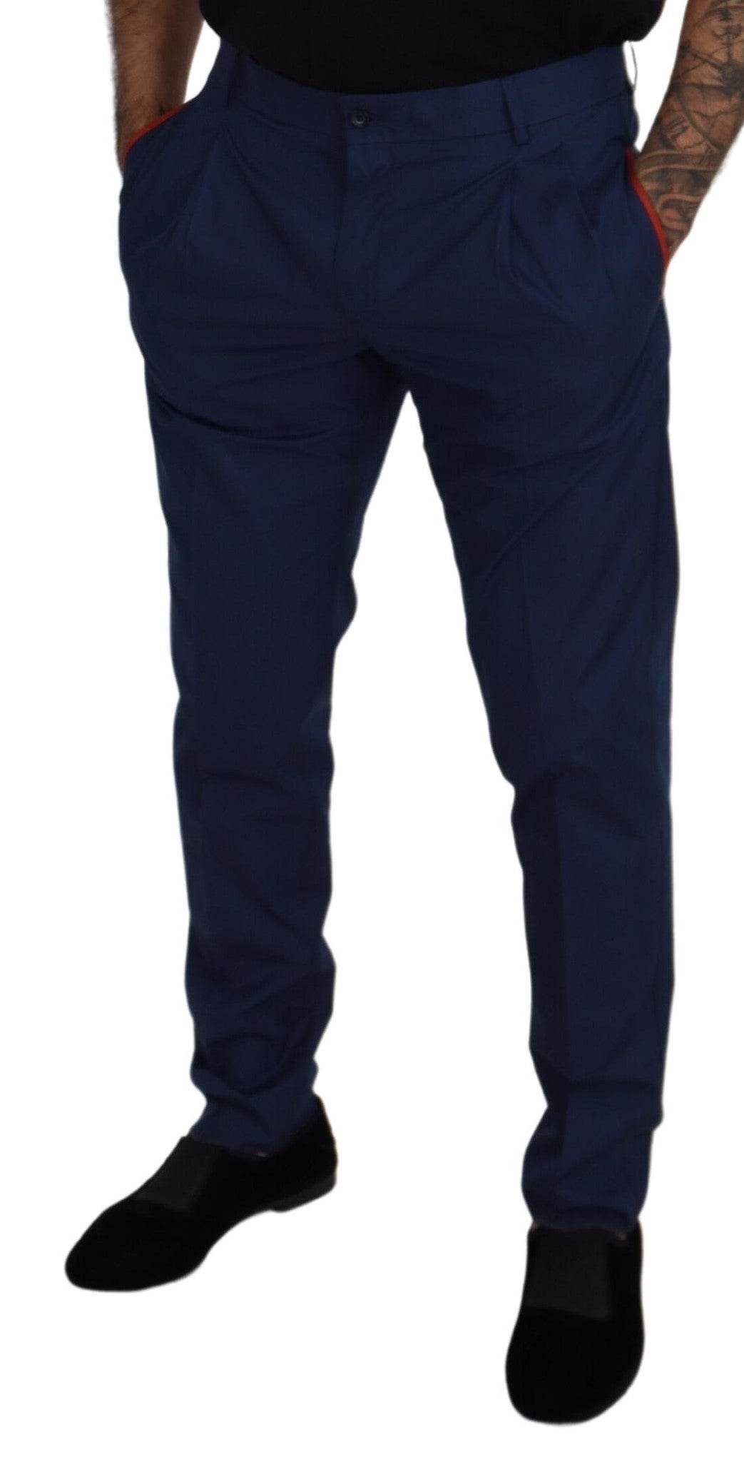 Dolce & Gabbana Blue Cotton Chino Formal Pants - Hilstor
