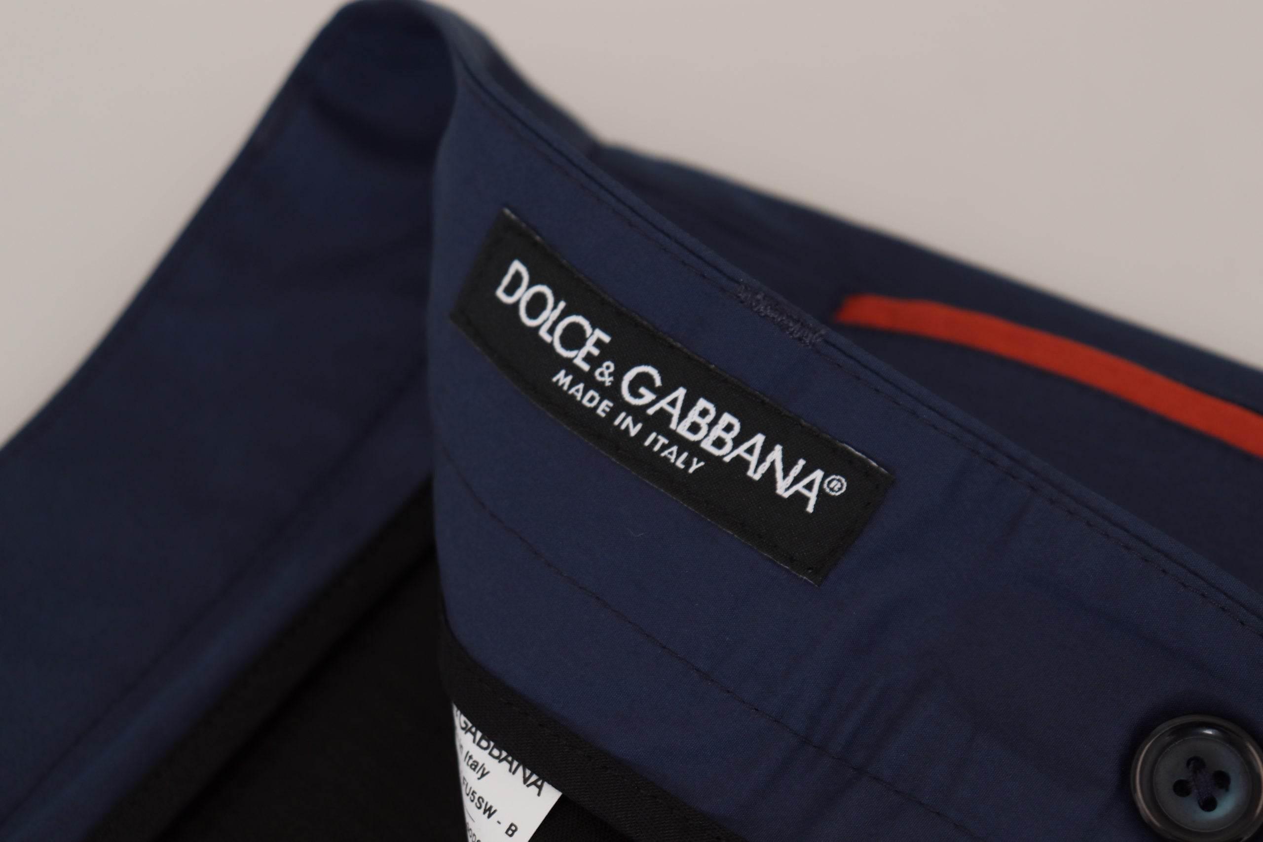 Dolce & Gabbana Blue Cotton Chino Formal Pants - Hilstor
