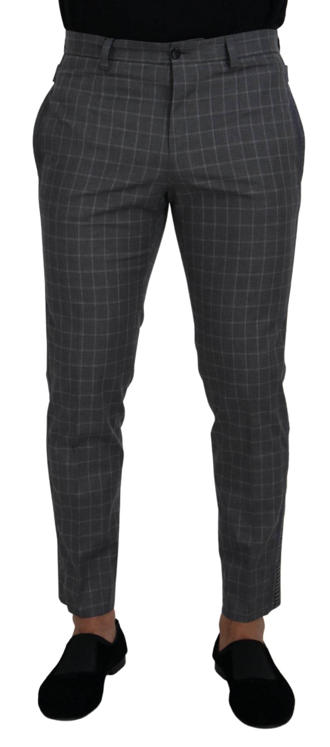 Dolce & Gabbana Elegant Checkered Cotton Pants for Men - Hilstor