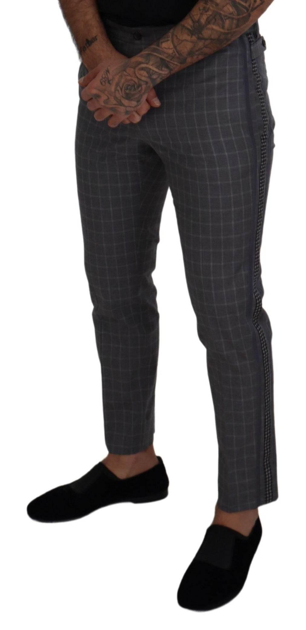 Dolce & Gabbana Elegant Checkered Cotton Pants for Men - Hilstor