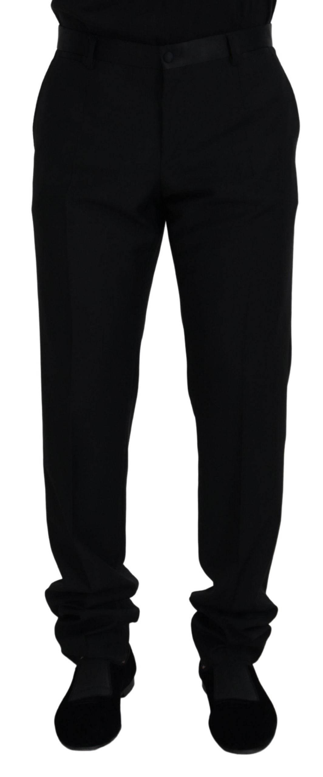Dolce & Gabbana Black Wool Chino Formal Pants - Hilstor