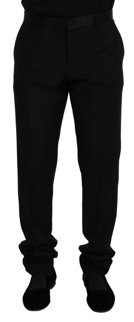 Dolce & Gabbana Black Wool Chino Formal Pants - Hilstor