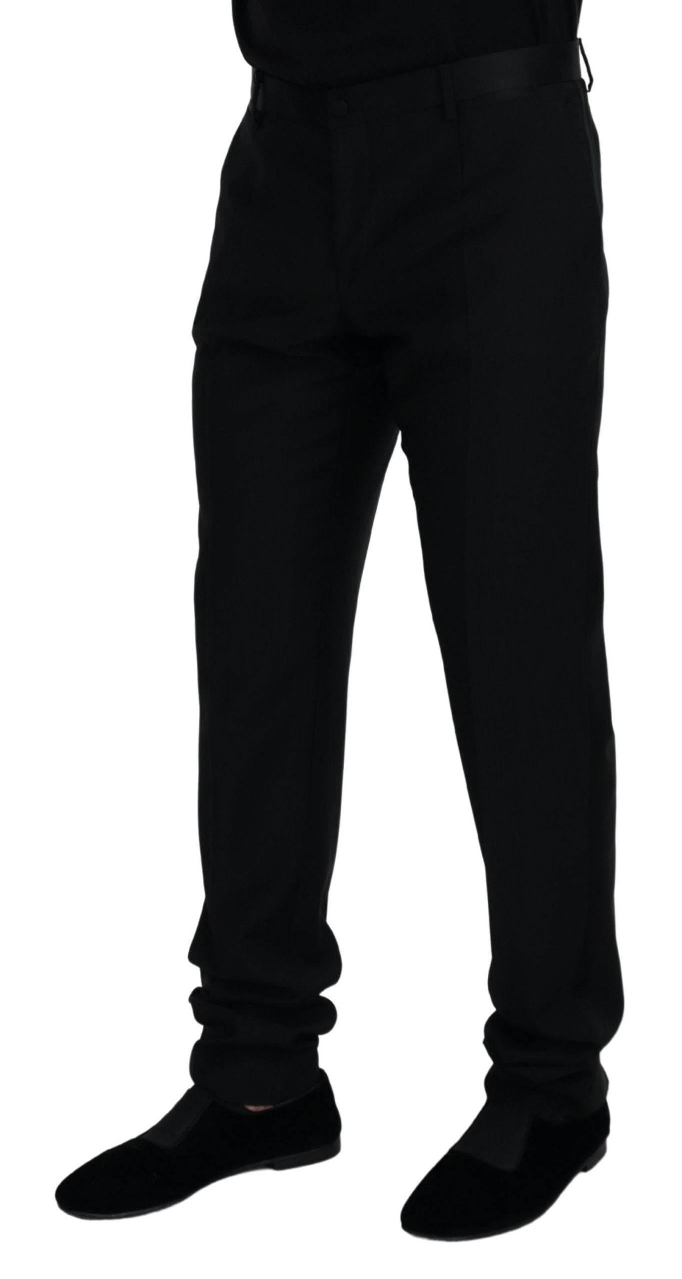 Dolce & Gabbana Black Wool Chino Formal Pants - Hilstor