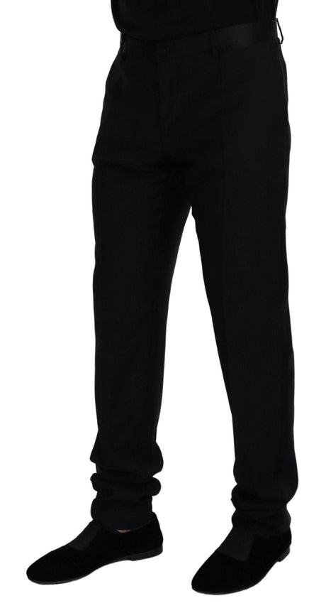 Dolce & Gabbana Black Wool Chino Formal Pants - Hilstor