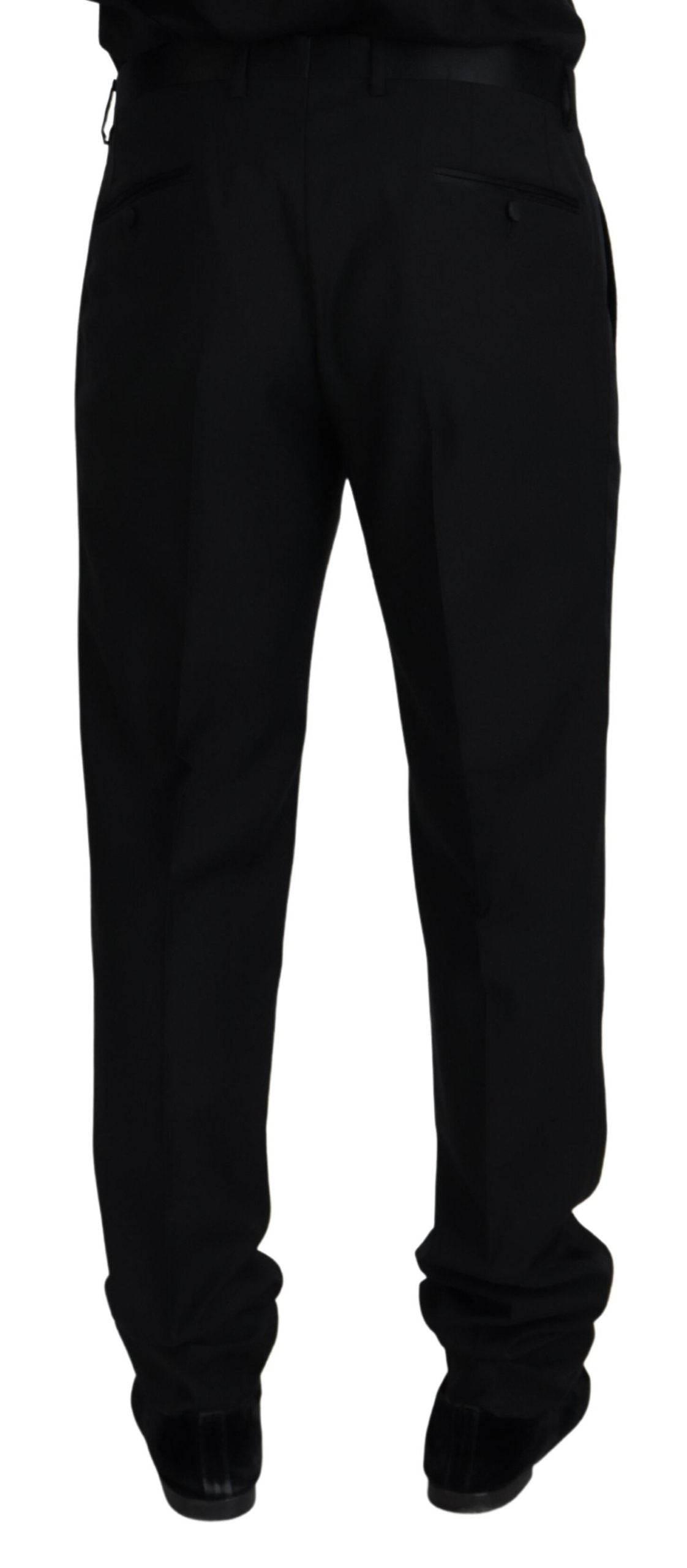 Dolce & Gabbana Black Wool Chino Formal Pants - Hilstor