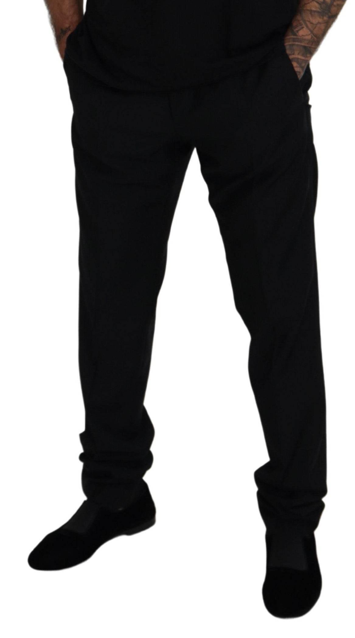 Dolce & Gabbana Black Wool Chino Formal Pants - Hilstor