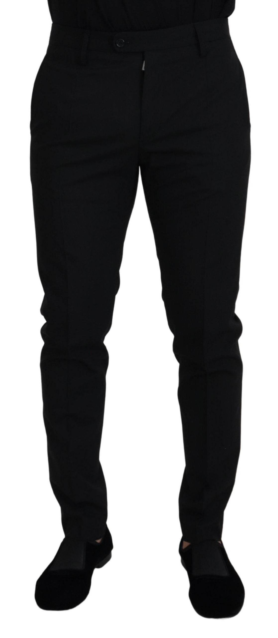 Dolce & Gabbana Black Polyester Chino Formal Pants - Hilstor