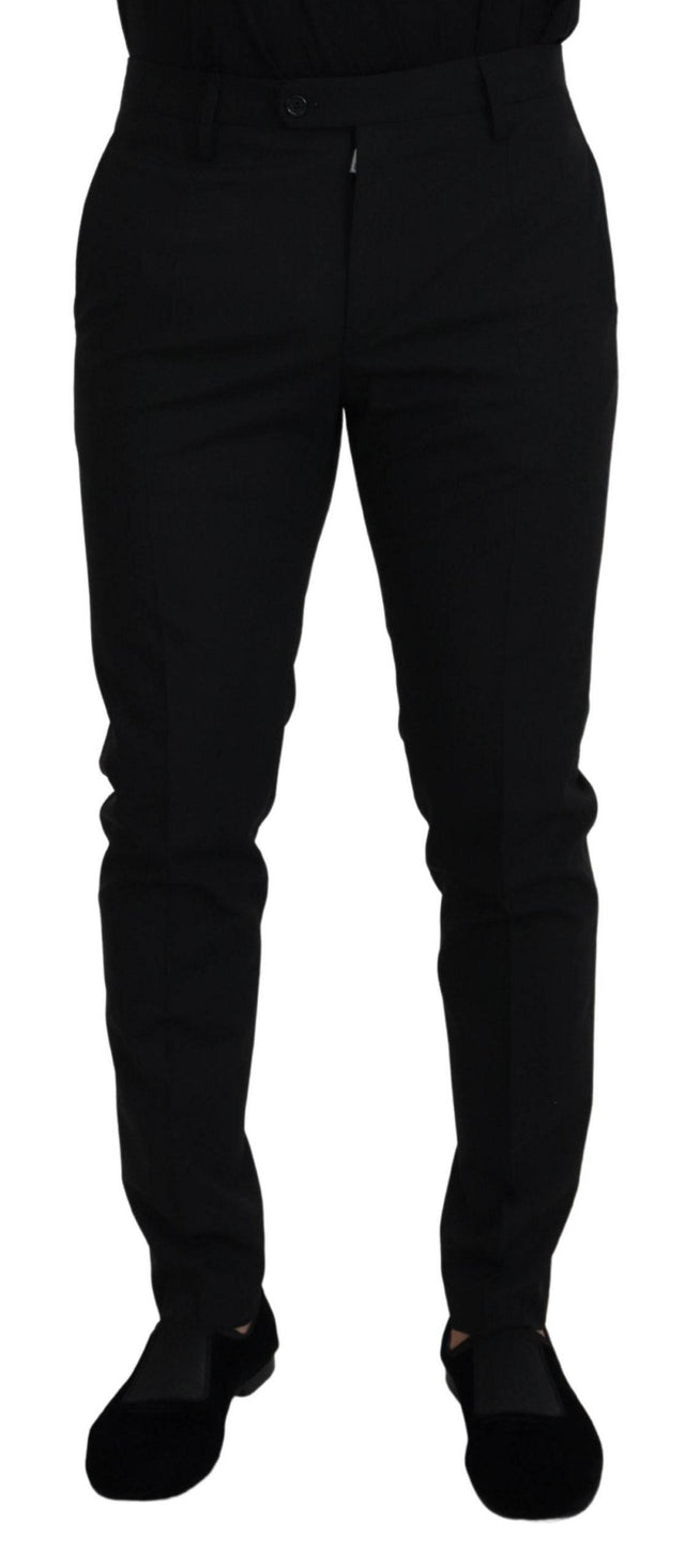 Dolce & Gabbana Black Polyester Chino Formal Pants - Hilstor