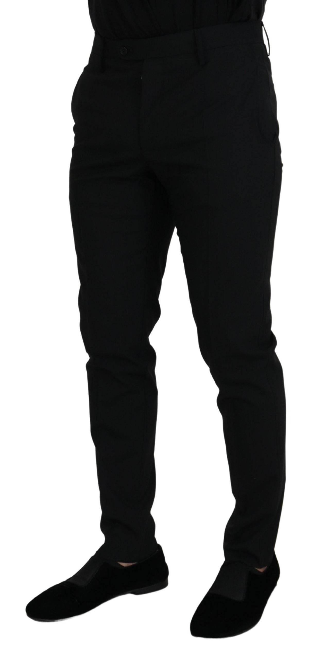 Dolce & Gabbana Black Polyester Chino Formal Pants - Hilstor