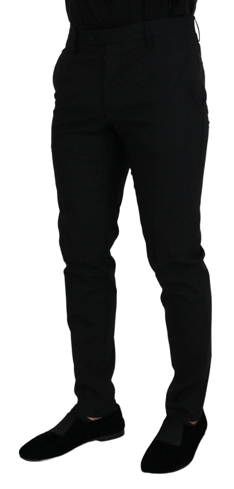 Dolce & Gabbana Black Polyester Chino Formal Pants - Hilstor