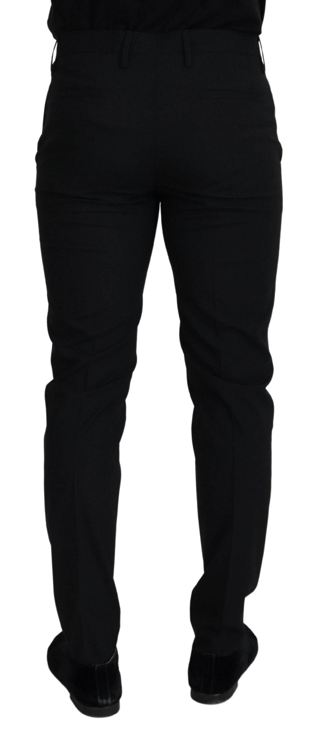 Dolce & Gabbana Black Polyester Chino Formal Pants - Hilstor
