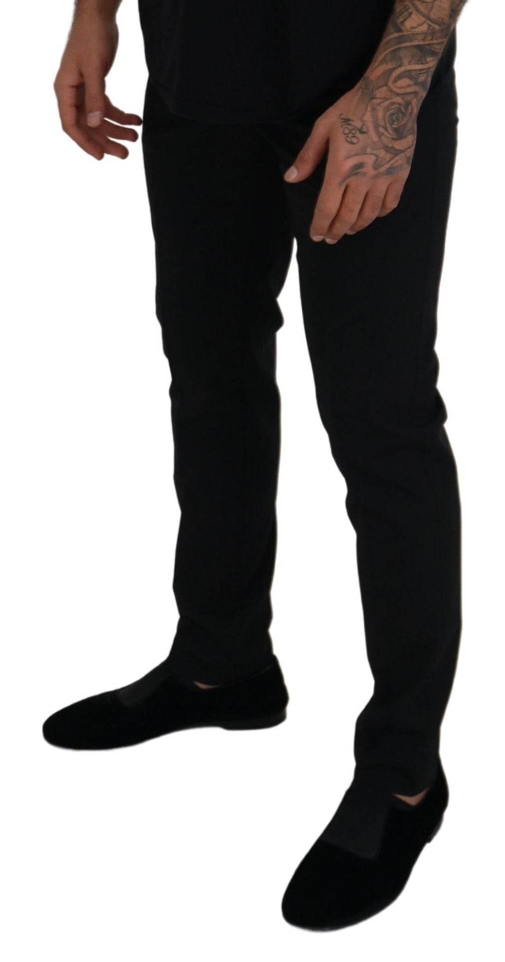 Dolce & Gabbana Black Polyester Chino Formal Pants - Hilstor