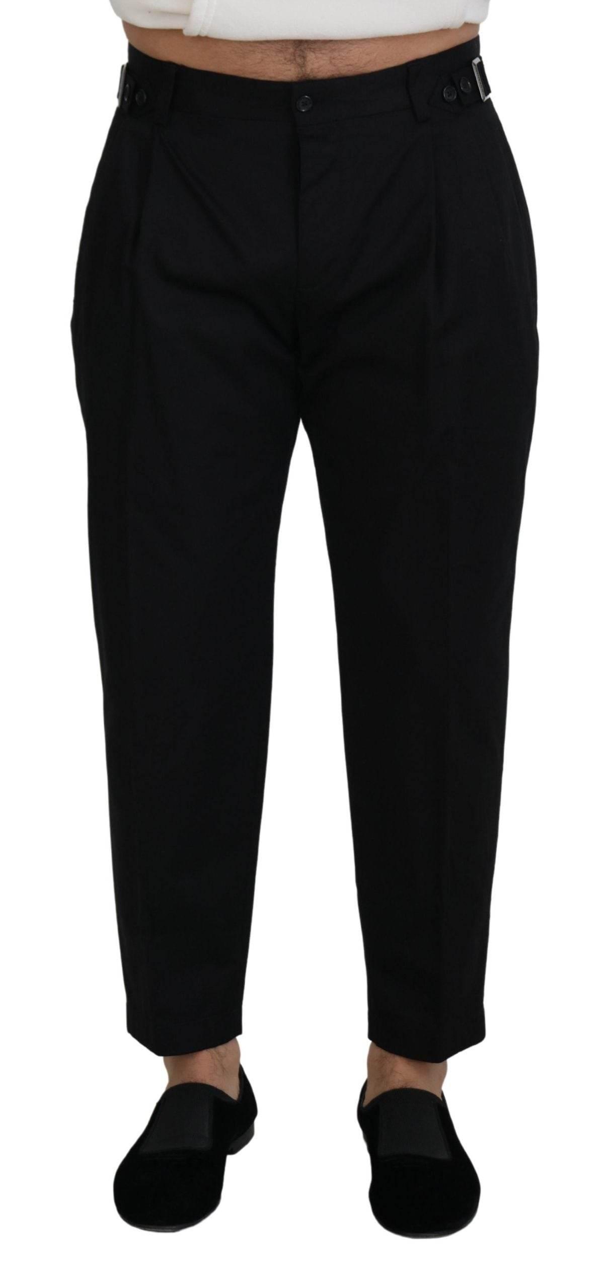 Dolce & Gabbana Black Cotton Chino Formal Pants - Hilstor