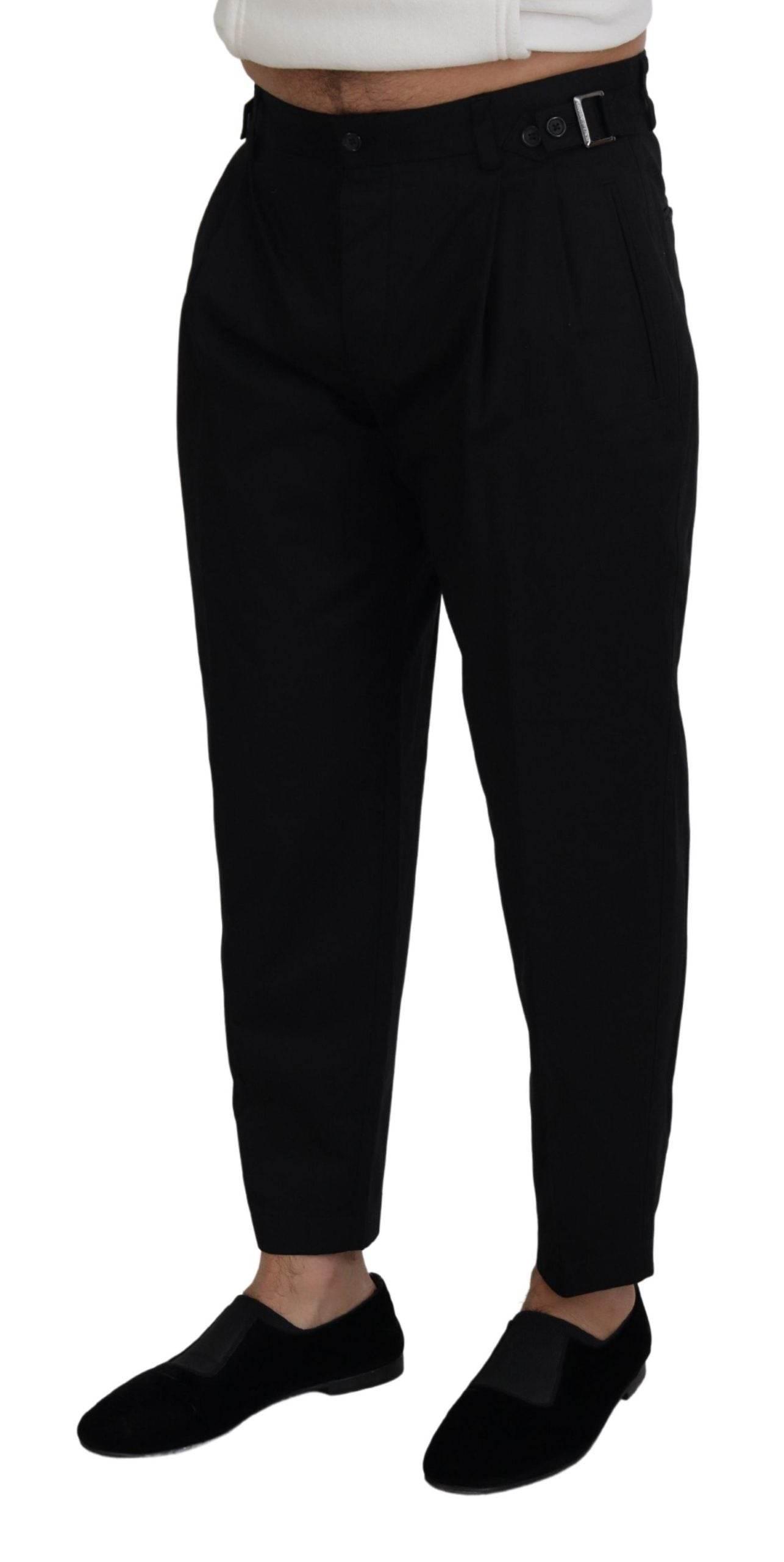 Dolce & Gabbana Black Cotton Chino Formal Pants - Hilstor