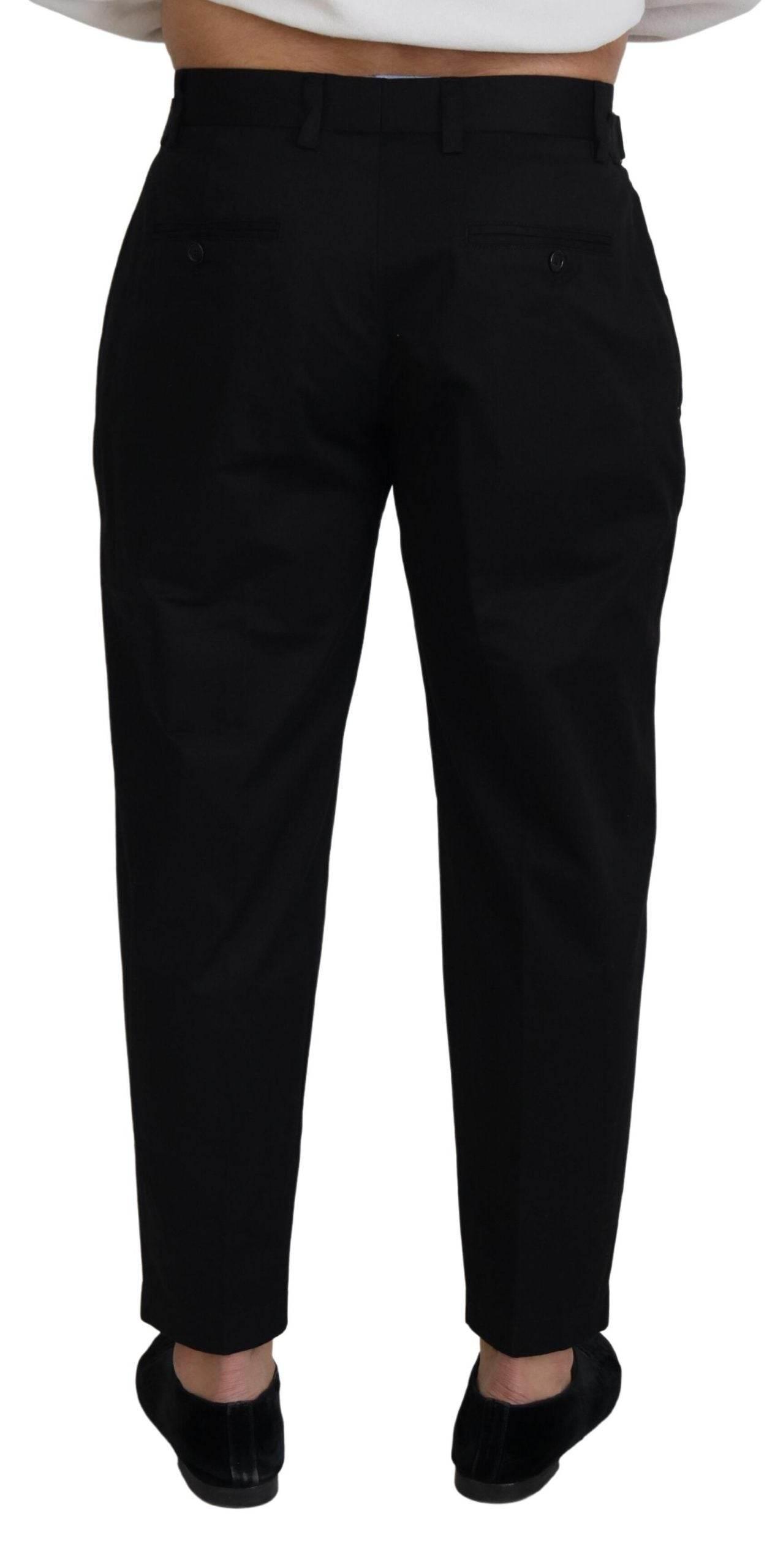 Dolce & Gabbana Black Cotton Chino Formal Pants - Hilstor