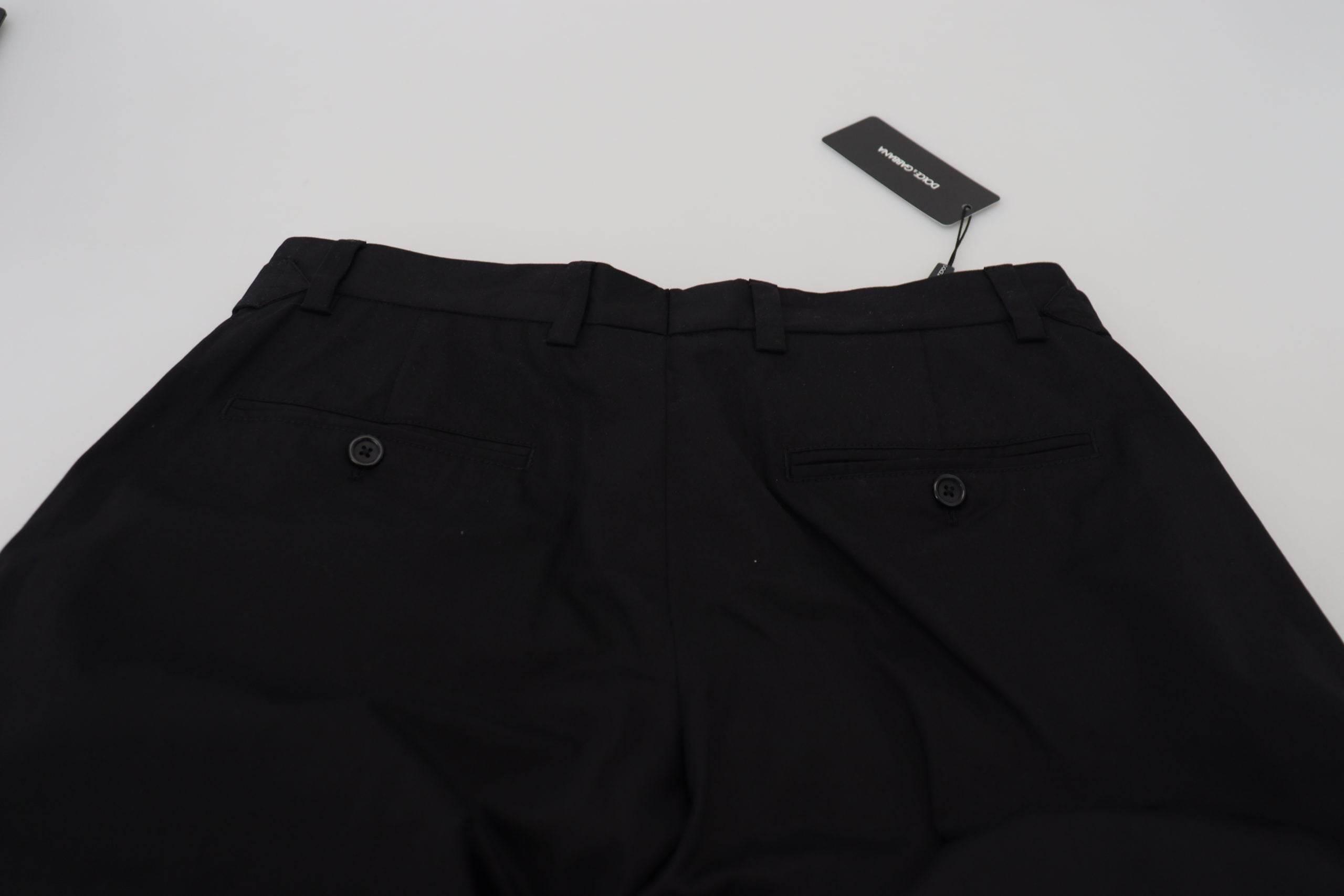 Dolce & Gabbana Black Cotton Chino Formal Pants - Hilstor