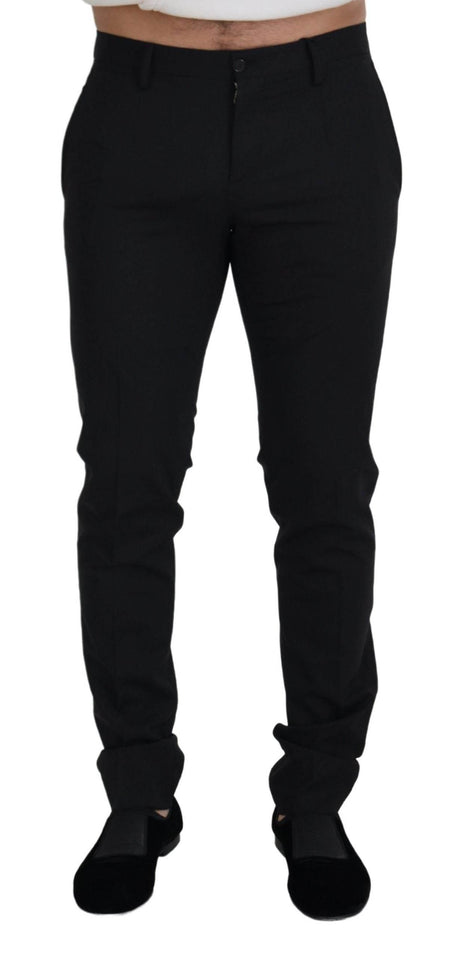 Dolce & Gabbana Black Wool Chino Formal Pants - Hilstor