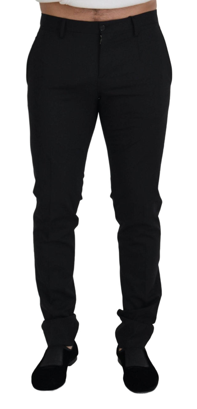 Dolce & Gabbana Black Wool Chino Formal Pants - Hilstor