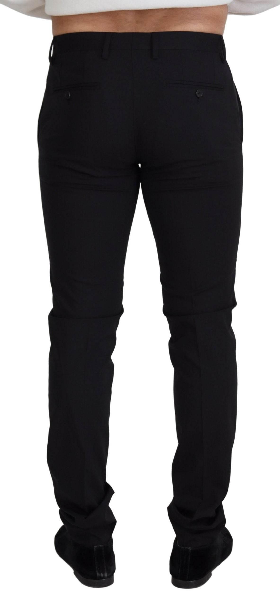 Dolce & Gabbana Black Wool Chino Formal Pants - Hilstor