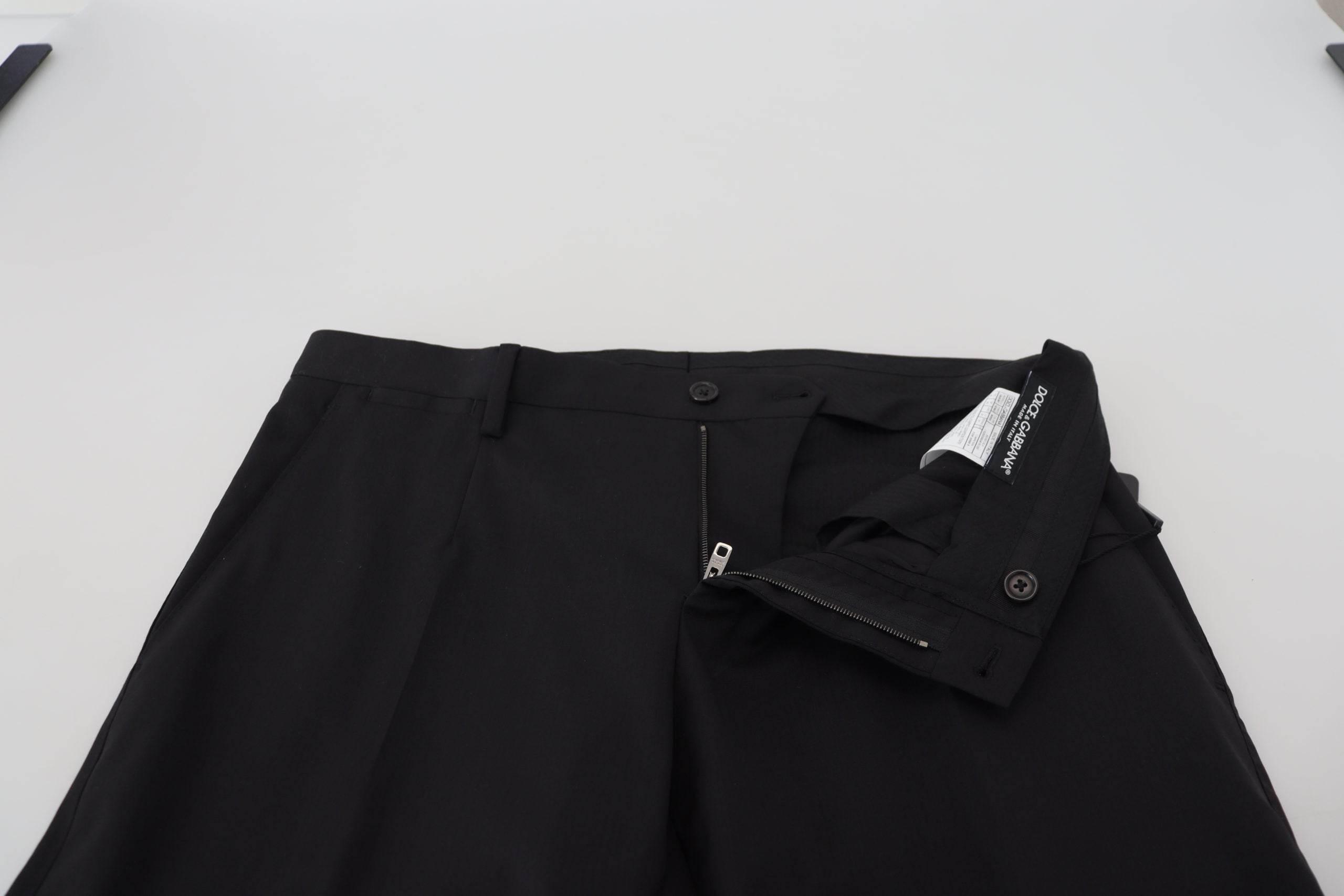 Dolce & Gabbana Black Wool Chino Formal Pants - Hilstor