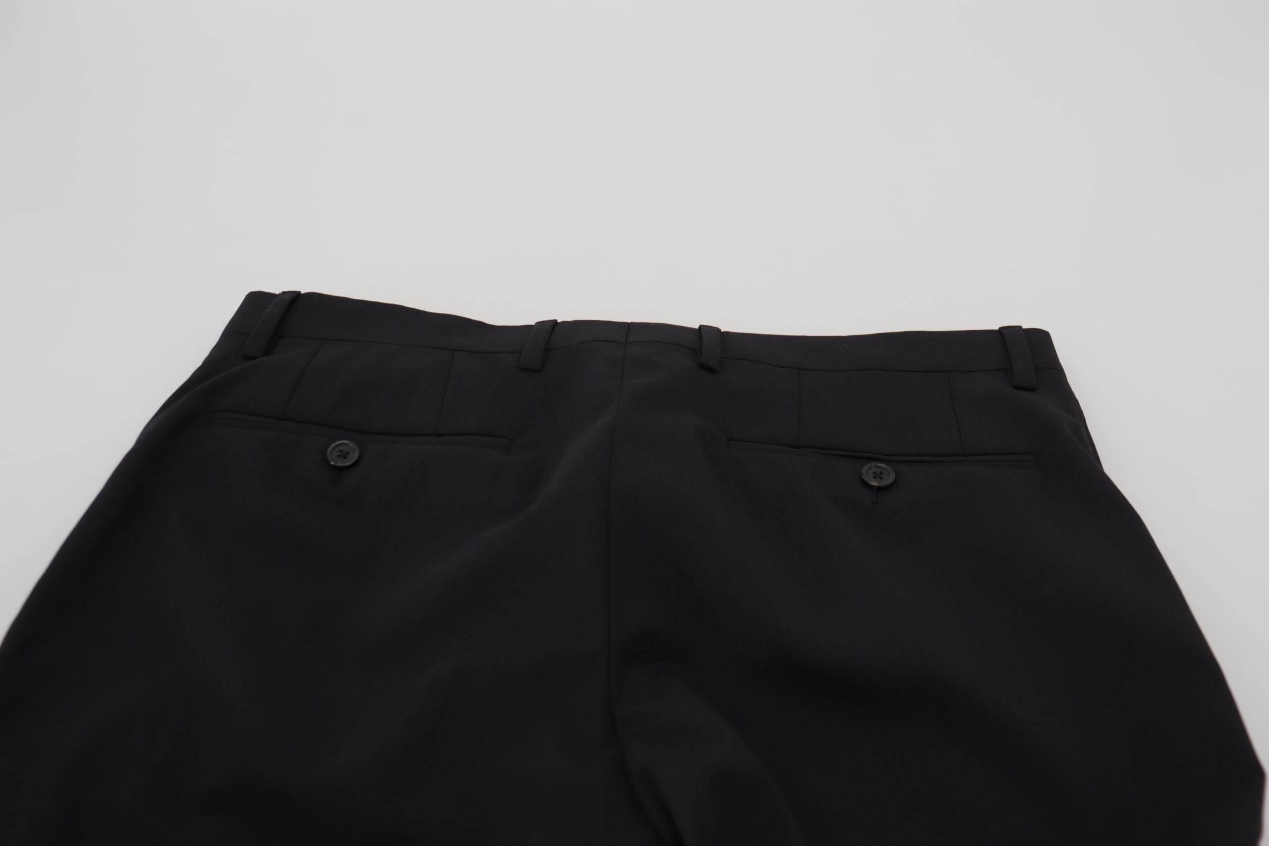 Dolce & Gabbana Black Wool Chino Formal Pants - Hilstor