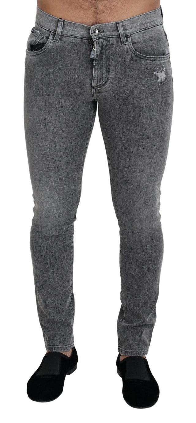 Dolce & Gabbana Grey Washed Cotton Skinny Denim Jeans - Hilstor