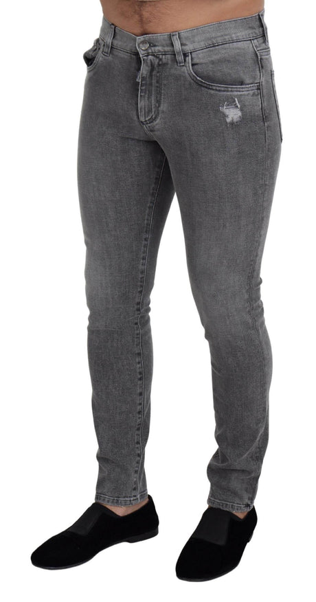 Dolce & Gabbana Grey Washed Cotton Skinny Denim Jeans - Hilstor