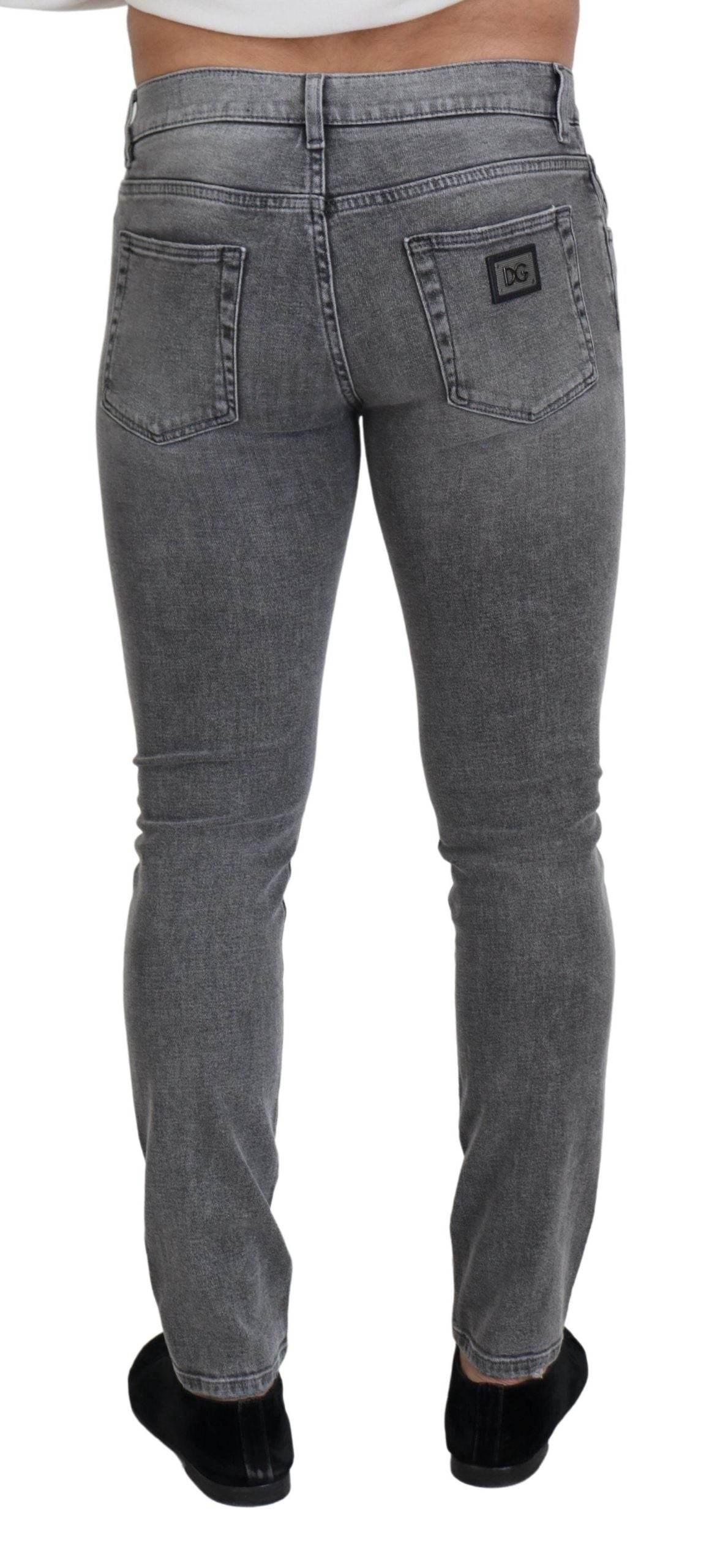 Dolce & Gabbana Grey Washed Cotton Skinny Denim Jeans - Hilstor