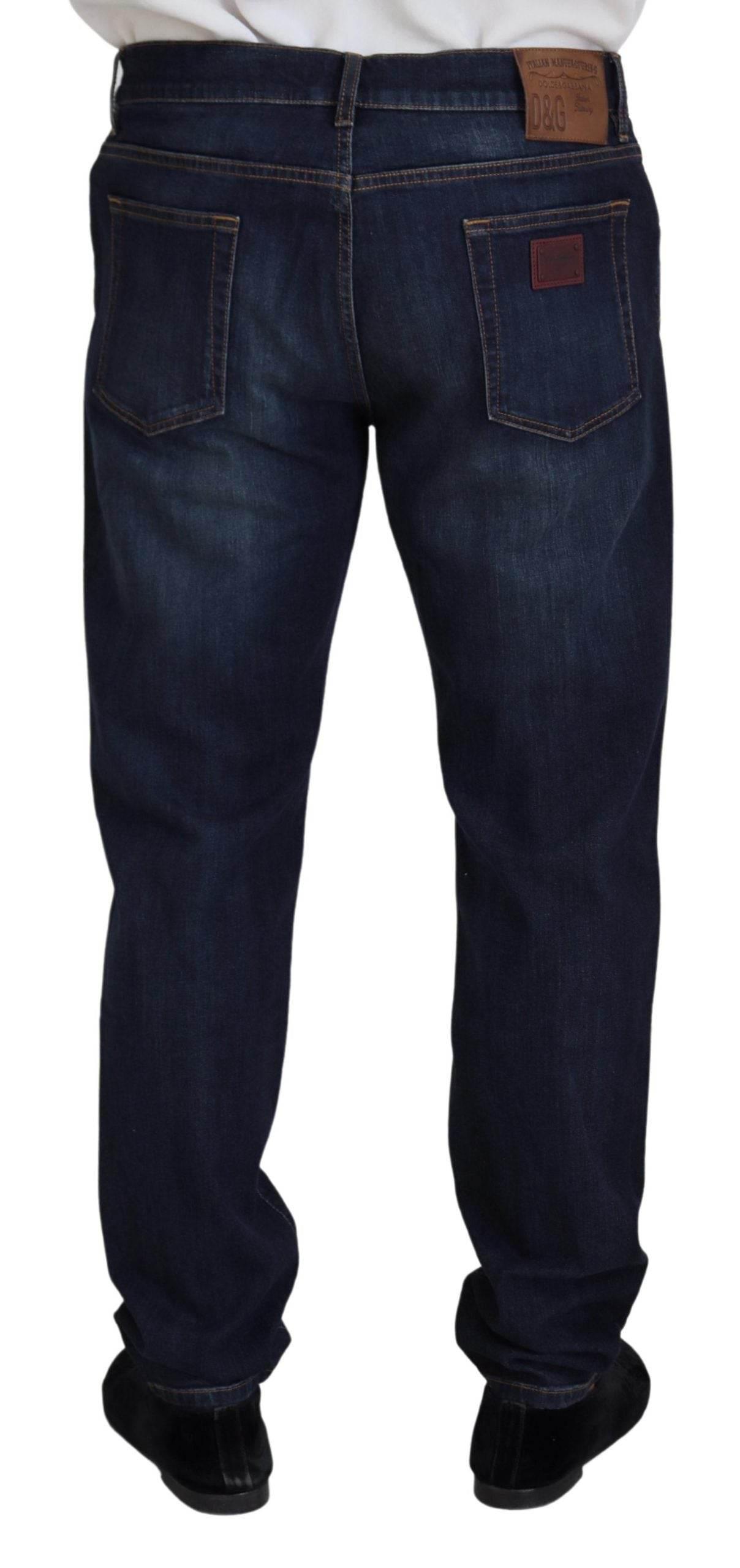 Dolce & Gabbana Blue Cotton Straight Fit Casual Denim Jeans - Hilstor