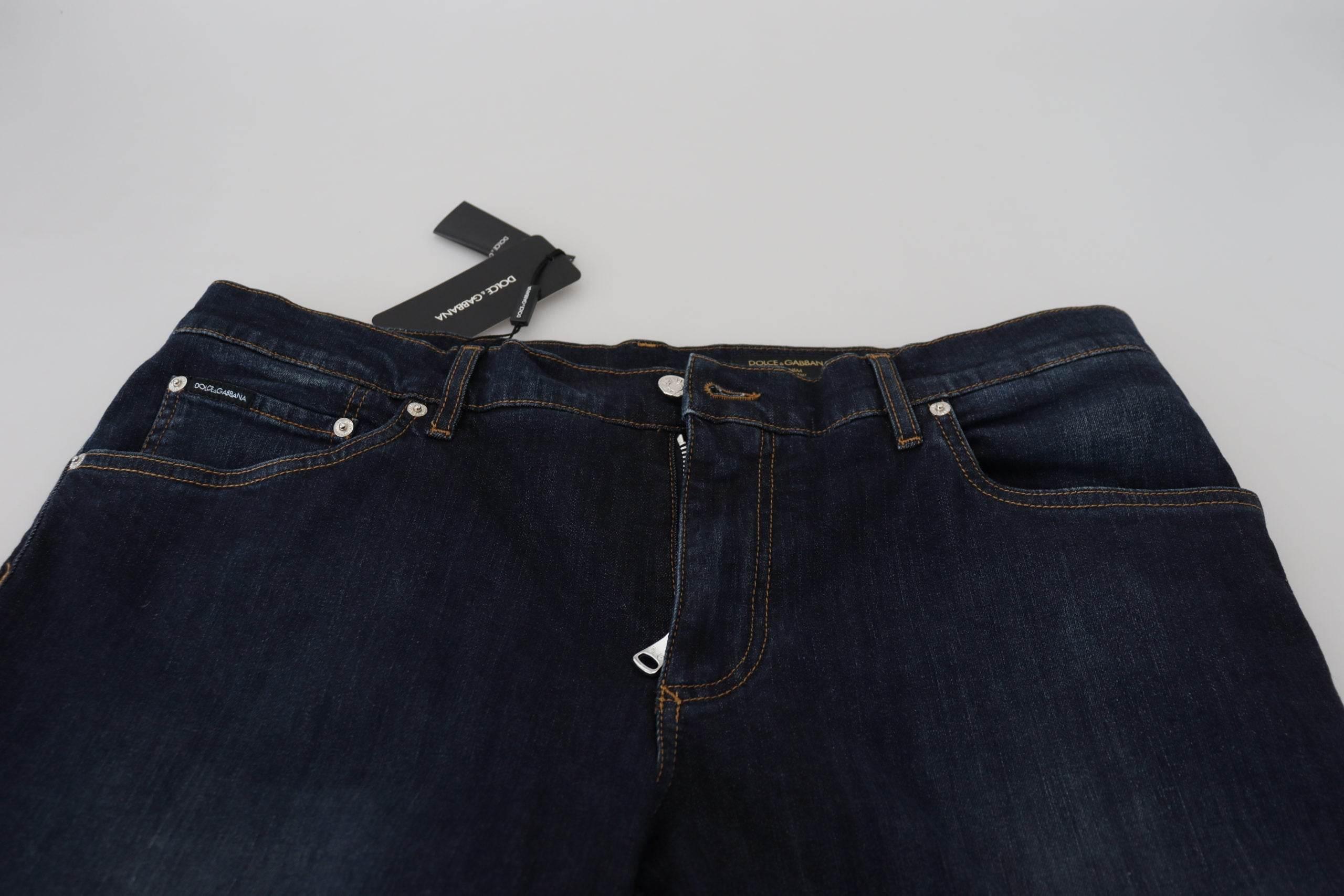 Dolce & Gabbana Blue Cotton Straight Fit Casual Denim Jeans - Hilstor