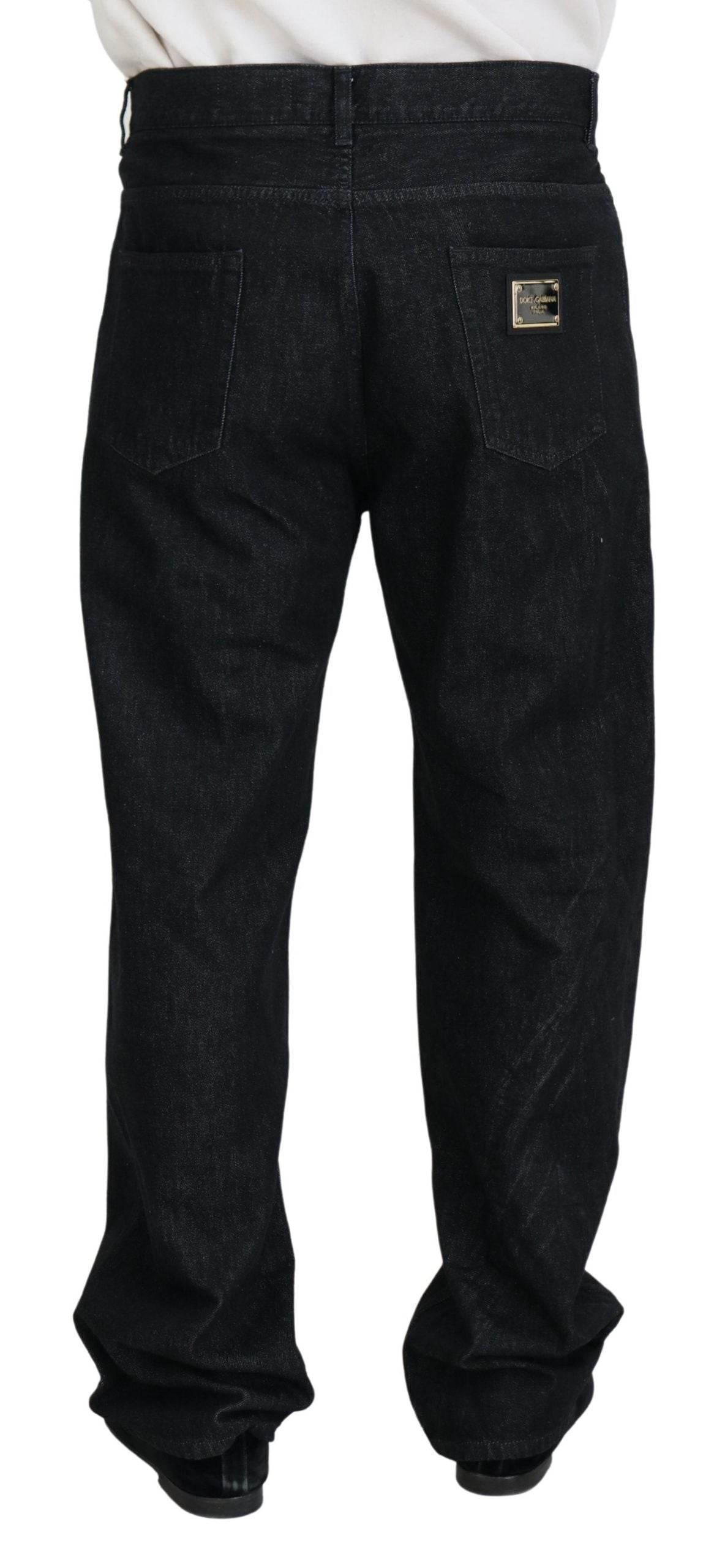 Dolce & Gabbana Black Washed Cotton Men Casual Denim Jeans - Hilstor